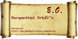 Bergenthal Orbán névjegykártya